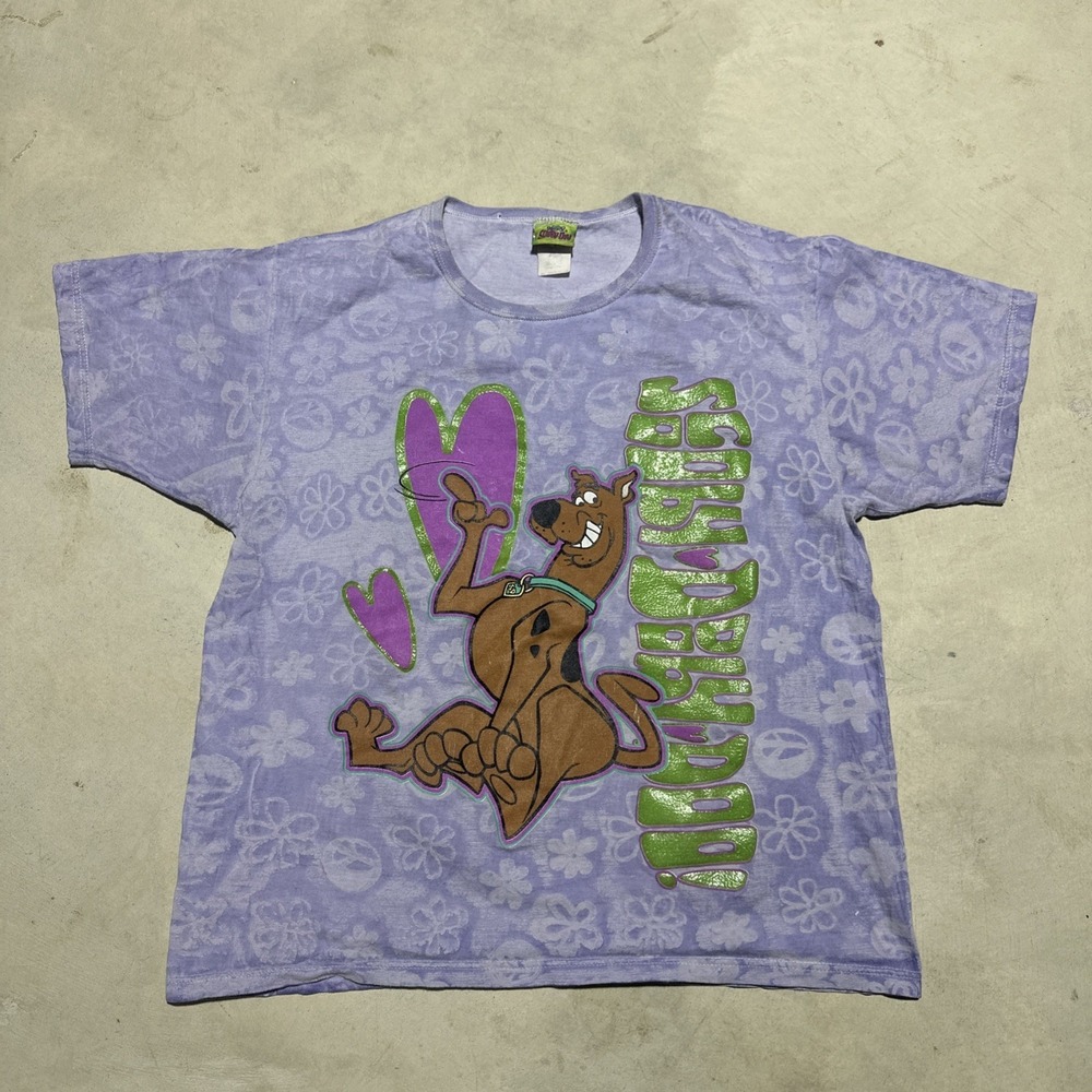 Vintage 1990s Cartoon Network Scooby Doo All Over Print T-shirt Purple Graphic